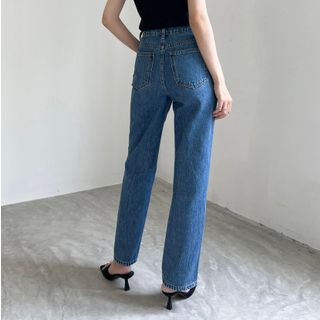Quần Jeans Nữ Form Ống Đứng Lưng Cao Màu Xanh Đậm (B-031)