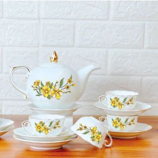 Bộ trà mẫu đơn vẽ đẹp gốm sứ Bát Tràng Duy Anh