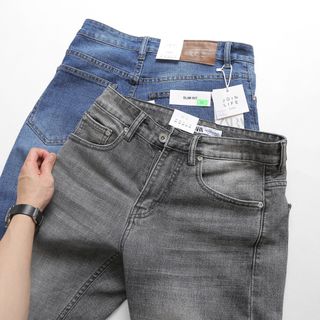 Quần jean nam, Jean dài nam cao cấp, chất jean co giản dày dặn xịn sò fom slim nhẹ size 29 ống 16cm, jean đã qua xử lý wash mền mịn mặc thoải mái - size từ 55kg - 90kg