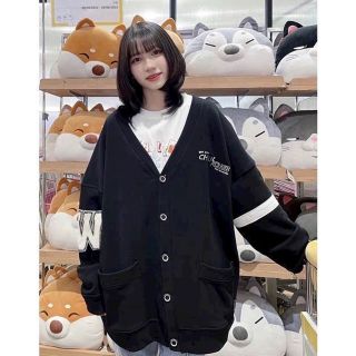 Áo khoác cadigan nữ in chữ W Chill chất nỉ dày mịn form dưới 75kg