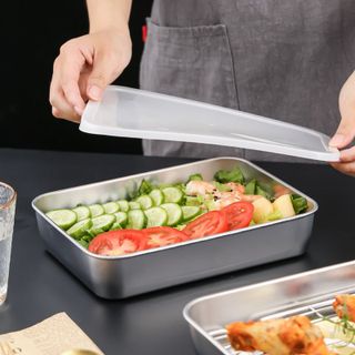 KHAY INOX ĐỰNG THỨC ĂN SIZE TO KÈM NẮP ĐẬY