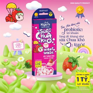 Sữa Chua Khô Kyu's 10g - Vị Dâu - Sấy thăng hoa - Hỗ trợ tiêu hóa, ngừa biếng ăn giá sỉ