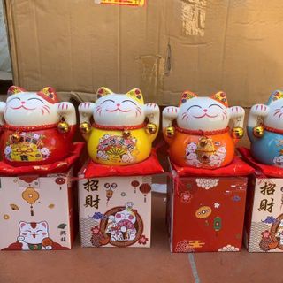 Hũ Tiết Kiệm Mèo Thần Tài Kèm Thảm , Maneki Neko Mèo Vẫy Tài Lộc ,Trang trí Nhà Cửa giá sỉ