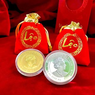 CẶP XU ÚC RỒNG VÀNG BẠC KHÔNG HỘP - SP005029