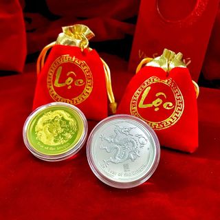 CẶP XU ÚC RỒNG VÀNG BẠC KHÔNG HỘP - SP005029