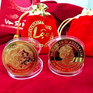 CẶP XU ÚC RỒNG VÀNG BẠC KHÔNG HỘP - SP005029