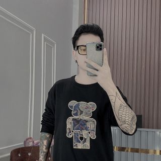 ÁO THUN NỈ TAY DÀI NAM NỮ, CẶP ĐÔI THÊU GẤU HK