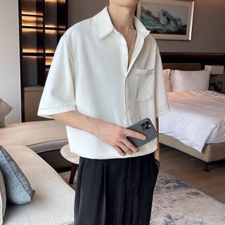 ÁO SƠ MI TAY LỠ UNISEX HÌNH THÊU