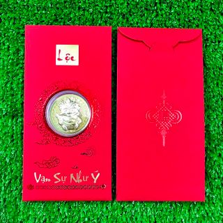 Bao Lì Xì LỘC Đồng Xu Con Rồng CUTE Mạ Vàng - SP007095