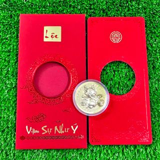 Bao Lì Xì LỘC Đồng Xu Con Rồng CUTE Mạ Vàng - SP007095