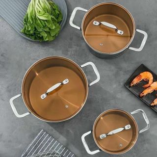 Bộ nồi 3 món inox 304 CAMEL, đáy 3 lớp, chống dính, tay cầm cách nhiệt - Bộ nồi inox cao cấp