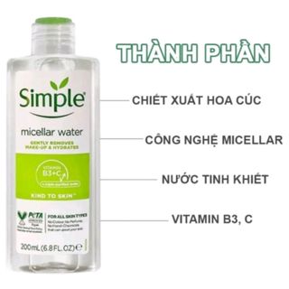 [CHÍNH HÃNG] Nước tẩy trang Simple 200ml