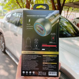 Tẩu Sạc Xe Hơi Ô Tô Pugan 130W (QC6.0 + PD30W) Tặng Kèm Dây Sạc Nhanh 3 Đầu Cao Cấp