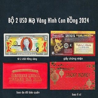 BỘ 2 USD MẠ VÀNG ĐẦY MAY MẮN 2024 giá sỉ