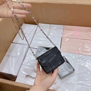 Túi xách nữ đeo chéo ví mini kèm dây xích trần trám da sần dễ thương