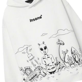 Áo hoodie Unisex, logoin insane , họa tiết hoạt hình, form rộng dưới 75kg giá sỉ