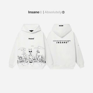 Áo hoodie Unisex in hoạt hình người logo in inssan . Form rộng dưới 70kg