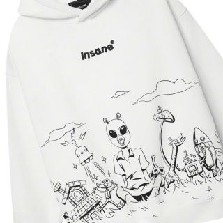 Áo hoodie Unisex in hoạt hình người logo in inssan . Form rộng dưới 70kg