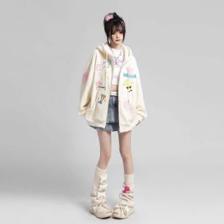 Hoodie zip nỉ chân của, in nhiều họa tiết ,nón 2 lớp vải chính