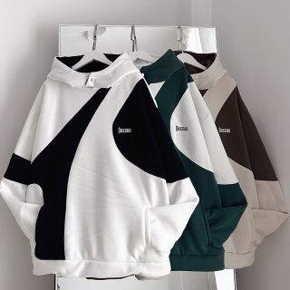 Áo hoodie DESSY nỉ bông dày dặn nút bấm phối màu phối form rộng unisex nam nữ.