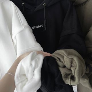Áo Hoodie Nỉ Lót Bông Tay Nối EIGHT Form Rộng Unisex.