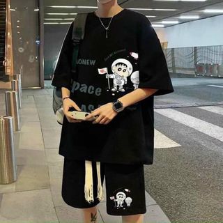 Bộ quần áo nam mặc nhà in hình phi hành gia dễ thương thun cotton co giãn mềm mịn