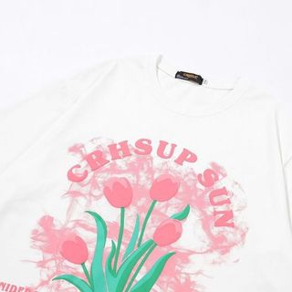 Áo Thun Tay Lỡ Dáng Rộng In Hình Hoa Tulip Kiểu Hàn Quốc Thời Trang Mùa Hè Cho Nữ
