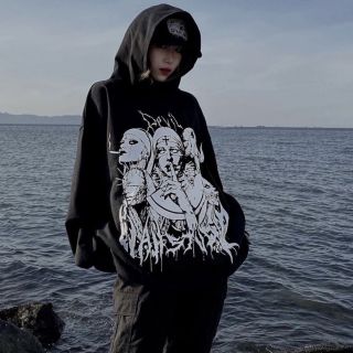 Áo Hoodie Nỉ Devil Mặt Quỷ Màu Đen, Áo Nỉ 5 Cô Y Tá Mặc Ngầu Phong Cách Hàn Quốc