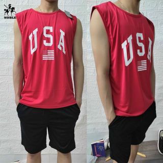 Bộ thể thao unisex nam tập gym, mặc nhà mát mẻ cotton thoáng mát in USA