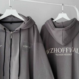 Áo Khoác Nỉ Chữ WZHOFFICAL Cặp Nam Nữ - Hoodie Có Dây Kéo Nón 2 Lớp Kiểu Rộng Unisex -Chống Nắng