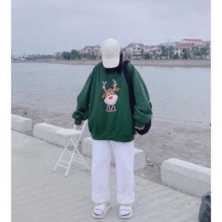 Áo Sweater Giáng Sinh Hình Chú Tuần Lộc Siêu Cute, Freesize Dưới 70kg dáng tay phòng