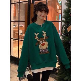 Áo Sweater Giáng Sinh Hình Chú Tuần Lộc Siêu Cute, Freesize Dưới 70kg dáng tay phòng