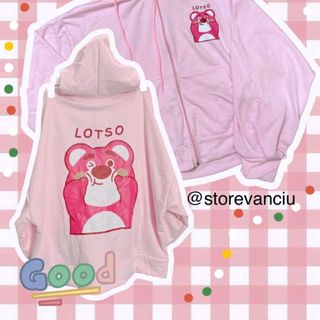 Áo khoác nỉ ngoại dày dặn in Gấu LOTSO form thoải mái, tay phồng có dây kéo khóa tiện lợi, mũ áo 2 lớp.