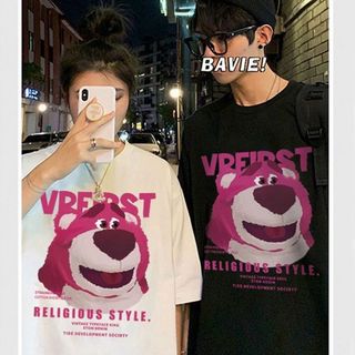 Áo thun gấu in VREIRS áo phông nam nữ unisex vải cotton thoáng mát