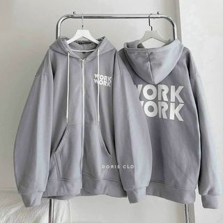 Áo khoác chất thun nỉ in logo chữ workwork form dưới 70kg