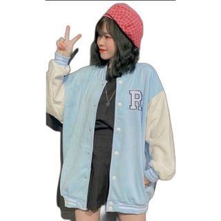 Áo khoác nỉ nút bomber logo R form dưới 70kg