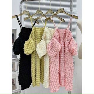 Đầm babydoll 2 dây trễ vai váy dây xoè rớt vai dáng ngắn chất xốp đẹp