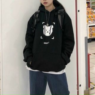 Áo hoodie nỉ ngoại in logo phản quang gấu bear form dưới 70kg