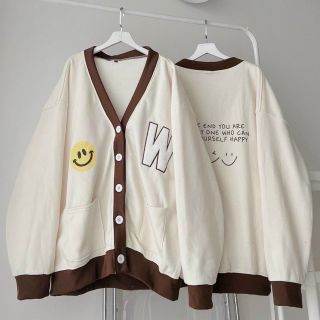 Áo khoác bomber nỉ in logo mặt cười w form dưới 70kg