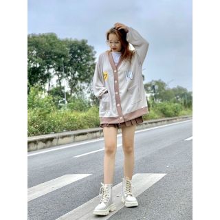 Áo khoác bomber nỉ in logo mặt cười w form dưới 70kg