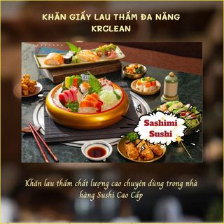 Khăn Giấy Lau Thấm Đa Năng, Khăn Giấy Lau Bếp KRCLEAN Cuộn Lớn- Khăn Lau Cá Nhà Hàng Sushi Siêu Thấm Chất Lượng