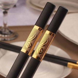 Hộp 10 đôi đũa hợp kim mạ vàng