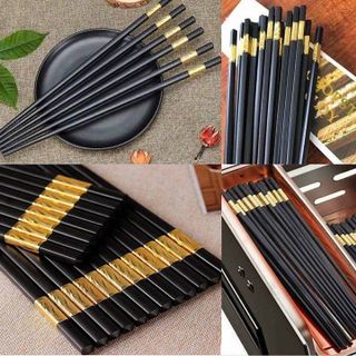 Hộp 10 đôi đũa hợp kim mạ vàng