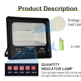 Đèn Pha Năng Lượng Mặt Trời Jindian JD-T100 Công Suất 100W