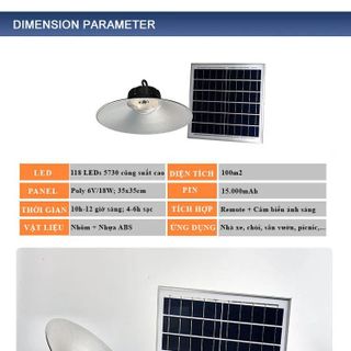 Đèn UFO Năng Lượng Mặt Trời Treo Trong Nhà Jindian JD-6128