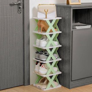 Kệ giày nhựa 5 tầng xếp gọn chữ X