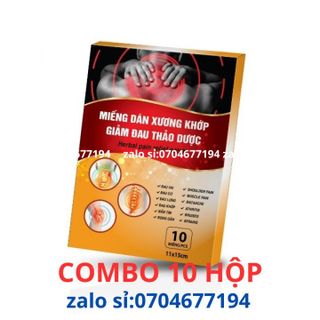 Combo 10 hộp MIẾNG DÁN XƯƠNG KHỚP GIẢM ĐAU THẢO DƯỢC giúp giảm đau đầu, viêm khớp, đau dây thần kinh, thoát vị đĩa đệm, căng cơ, đau vai gáy ( 10 hộp x 10 miếng )