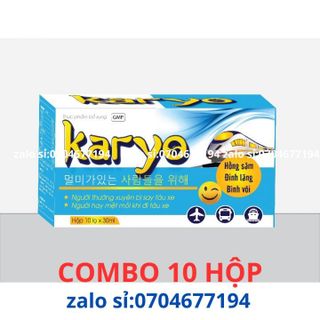 Combo 10 hộp say xe nước KARYO giúp giảm mệt mỏi, hồi phục và cải thiện sức khỏe, giảm cảm giác buồn nôn hộp 10 chai giá sỉ