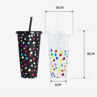 Ly nhựa đổi màu kèm ống hút 710ml