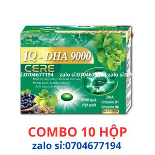 Combo 10 hộp viên uống IQ-DHA 9000 CERE giúp hoạt huyết, tăng cường tuần hoàn máu não, giúp giảm các triệu chứng do thiểu năng tuần hoàn não giá sỉ